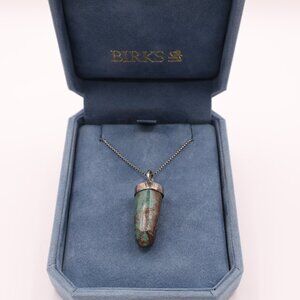 Chrysocolla Bullet Drop Pendant & Silver Chain